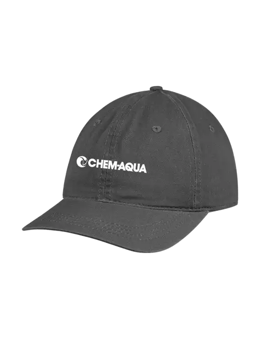 Garment Washed Unstructured Twill Charcoal Cap w/Chem-Aqua Logo
