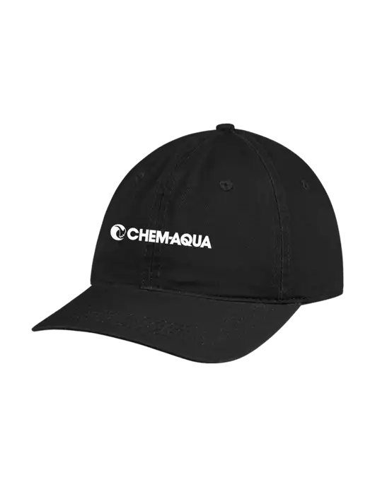 Garment Washed Unstructured Twill Black Cap w/Chem-Aqua Logo
