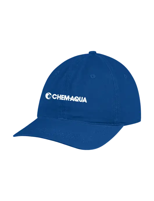 Garment Washed Unstructured Twill Royal Cap w/Chem-Aqua Logo