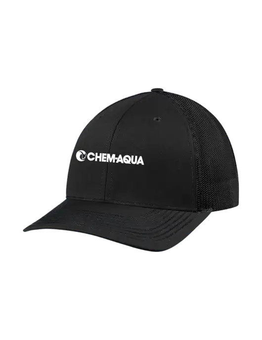 Richardson Adjustable Snapback Original 112 Trucker Cap Black w/Black Mesh w/Chem-Aqua Logo