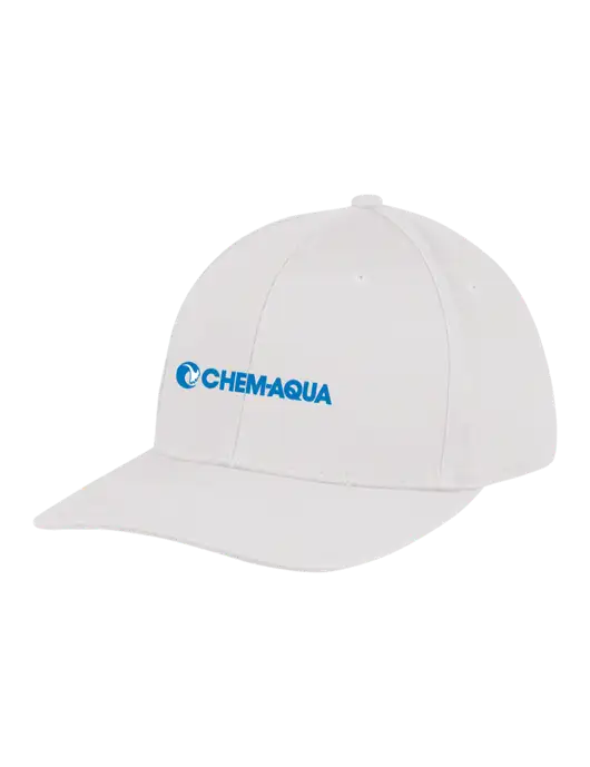 Premium Modern Structured Twill White Snapback Cap w/Chem-Aqua Logo