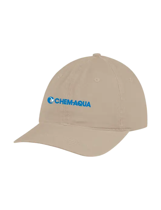 Garment Washed Unstructured Twill Tan Cap w/Chem-Aqua Logo