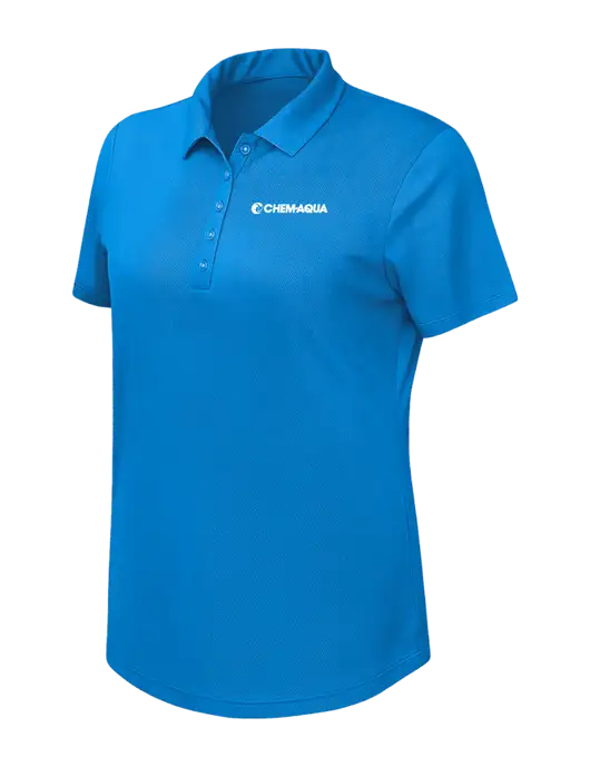 Callaway Womens Birdseye Dark Carolina Blue Polo w/Chem-Aqua Logo
