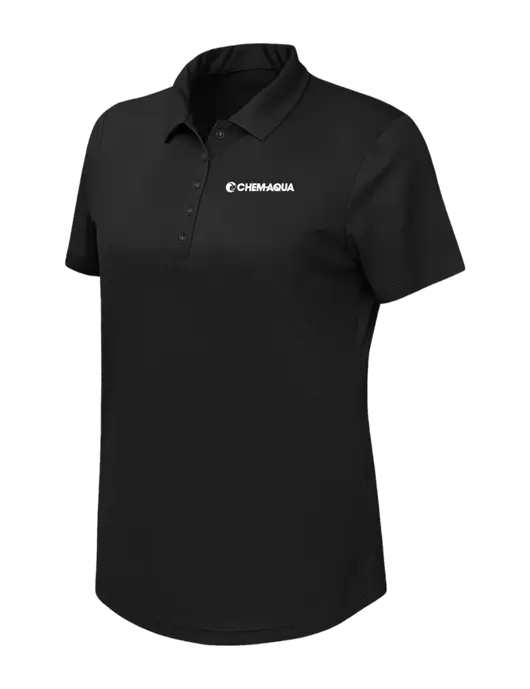Callaway Womens Birdseye Black Polo w/Chem-Aqua Logo