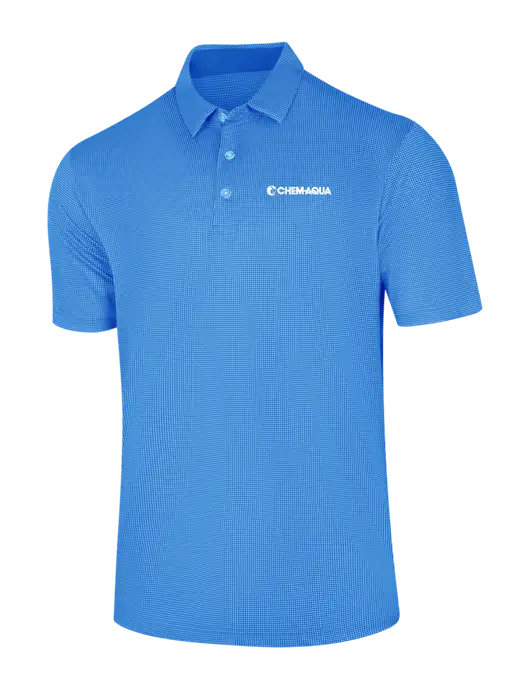 Callaway Carolina Blue Fashion Gingham Polo w/Chem-Aqua Logo
