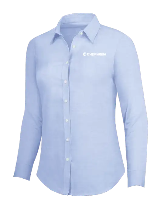 Light Blue Womens SuperPro Oxford Shirt w/Chem-Aqua Logo