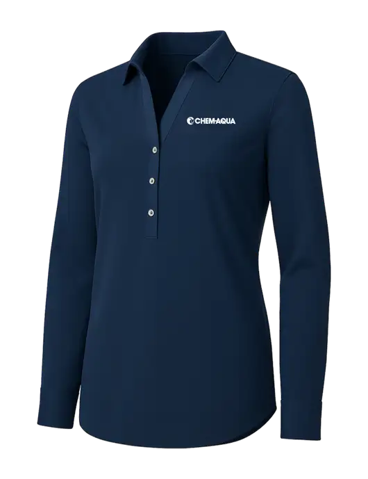 Womens Navy City Stretch Shirt w/Chem-Aqua Logo
