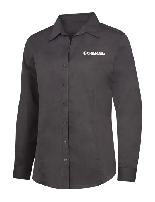 Womens Soft Black Crosshatch Easy Care Shirt w/Chem-Aqua Logo
