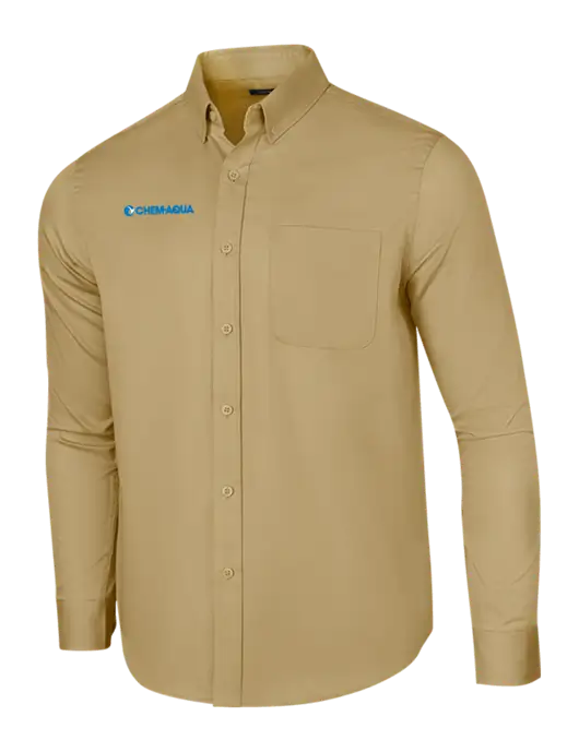 Long Sleeve Dark Tan Superpro React Twill Shirt w/Chem-Aqua Logo