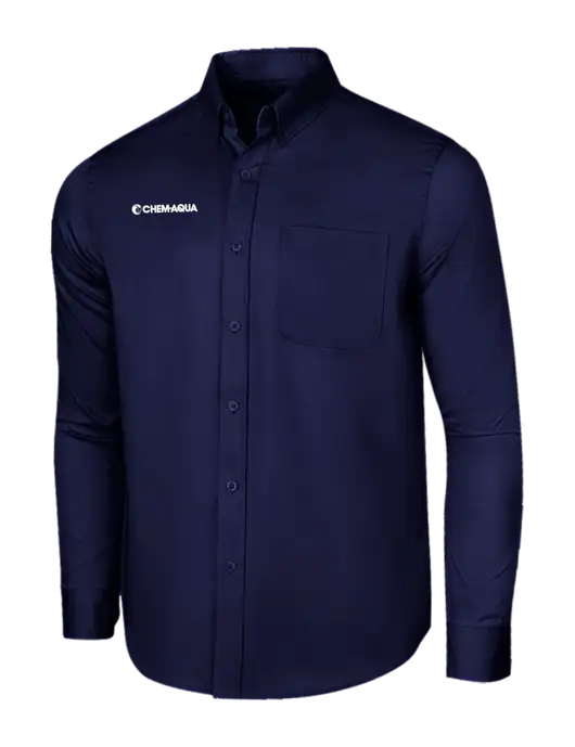 Long Sleeve Navy Superpro React Twill Shirt w/Chem-Aqua Logo
