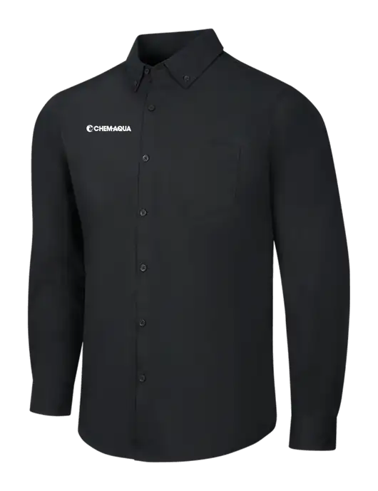 Black Long Sleeve Carefree Poplin Shirt w/Chem-Aqua Logo