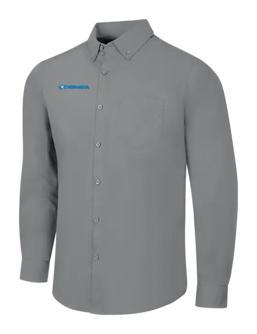 Medium Grey Long Sleeve Carefree Poplin Shirt w/Chem-Aqua Logo