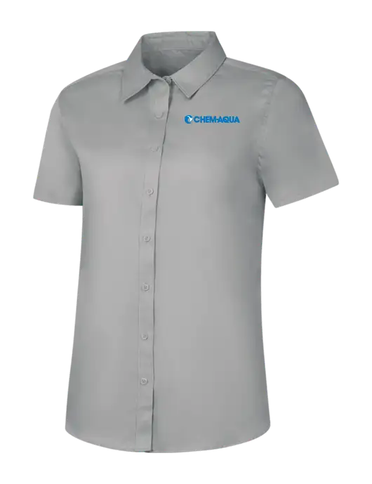 Womens Light Grey Short Sleeve Superpro React Twill Shirt w/Chem-Aqua Logo