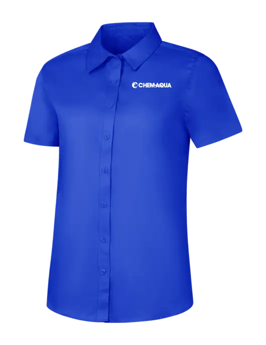 Womens Short Sleeve Dark Royal Superpro React Twill Shirt w/Chem-Aqua Logo