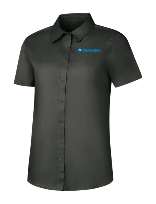 Womens Dark Grey Short Sleeve Superpro React Twill Shirt w/Chem-Aqua Logo