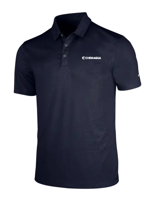 NIKE Dark Navy Dri-Fit Embossed Tri-Blade Polo w/Chem-Aqua Logo