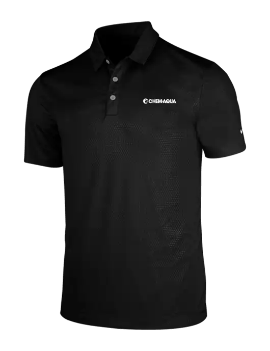 NIKE Black Dri-Fit Embossed Tri-Blade Polo w/Chem-Aqua Logo