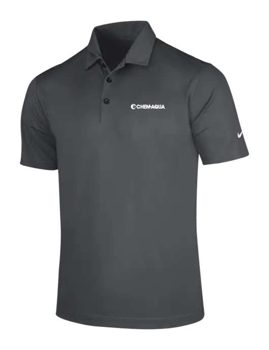 NIKE Dark Grey Dri-Fit Vertical Mesh Polo w/Chem-Aqua Logo