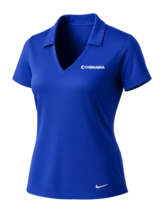 NIKE Dark Royal Womens Dri-Fit Vertical Mesh Polo w/Chem-Aqua Logo