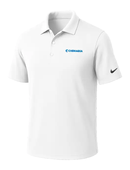 NIKE White Dri-Fit Micro Pique Polo w/Chem-Aqua Logo