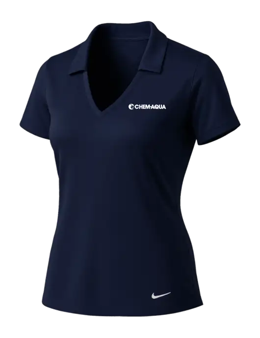 NIKE Dark Navy Womens Dri-Fit Vertical Mesh Polo w/Chem-Aqua Logo