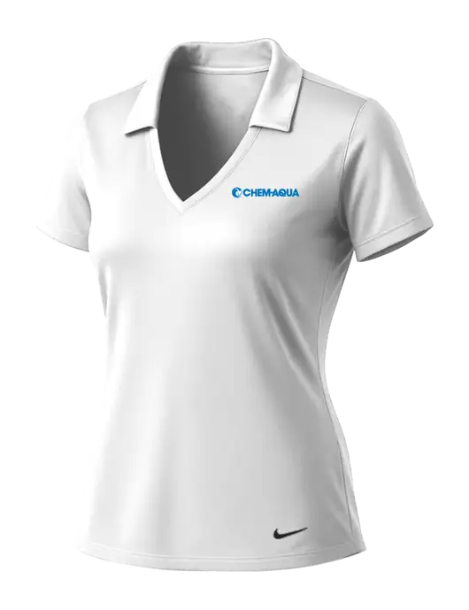 NIKE White Womens Dri-Fit Vertical Mesh Polo w/Chem-Aqua Logo