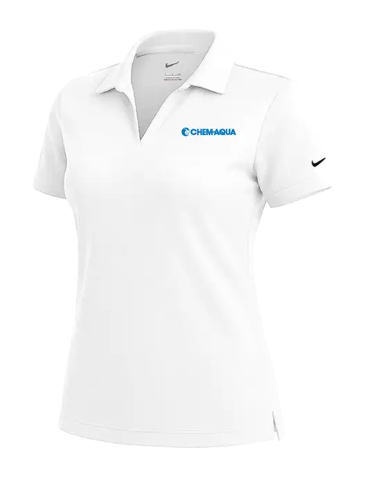 NIKE White Womens Dri-Fit Micro Pique Polo w/Chem-Aqua Logo