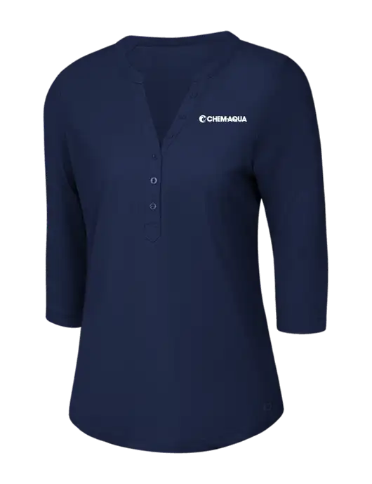 OGIO Navy Jewel Henley w/Chem-Aqua Logo