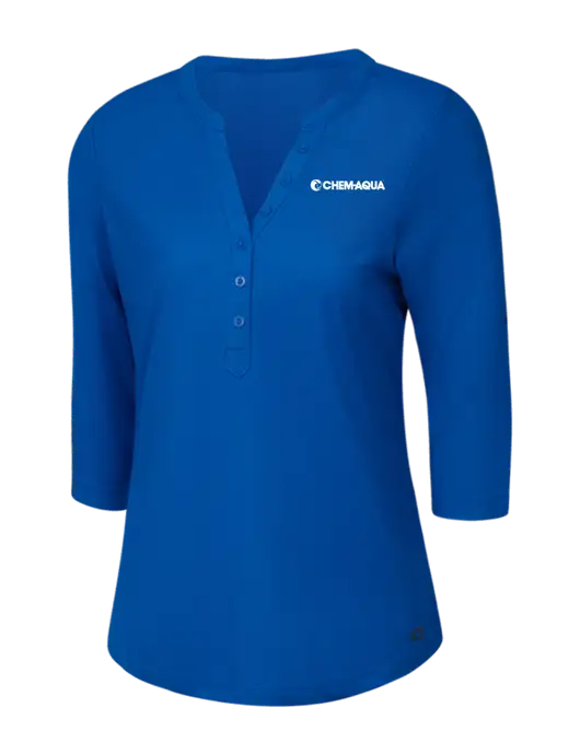OGIO Royal Blue Jewel Henley w/Chem-Aqua Logo