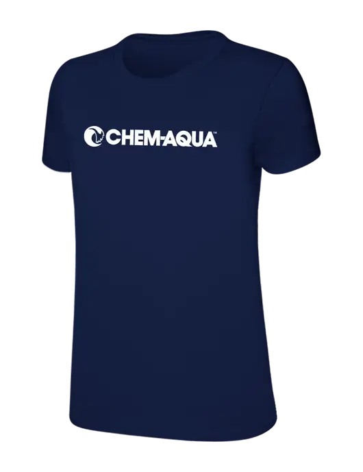 Womens Ring Spun Navy 4.5 oz T-Shirt w/Chem-Aqua Logo