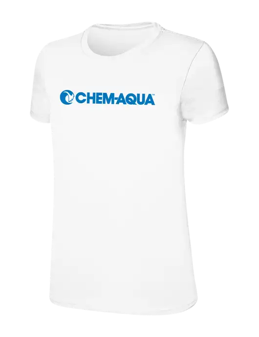 Womens Ring Spun White 4.5 oz T-Shirt w/Chem-Aqua Logo