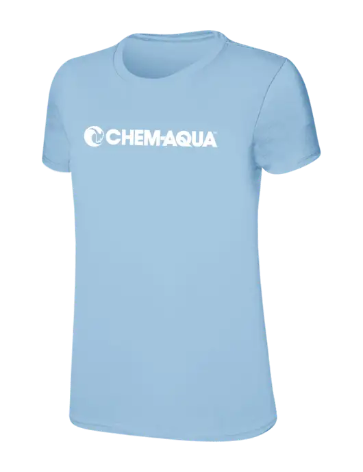 Womens Ring Spun Light Blue 4.5 oz T-Shirt w/Chem-Aqua Logo