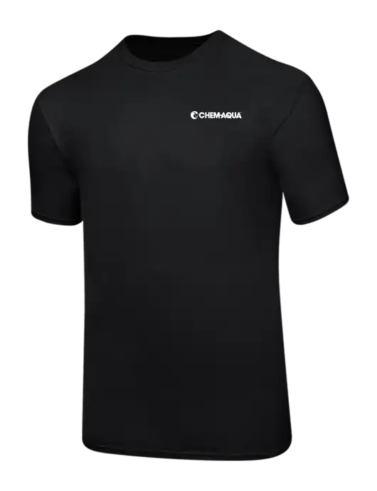 Ring Spun Jet Black 4.5 oz T-Shirt w/Chem-Aqua Logo