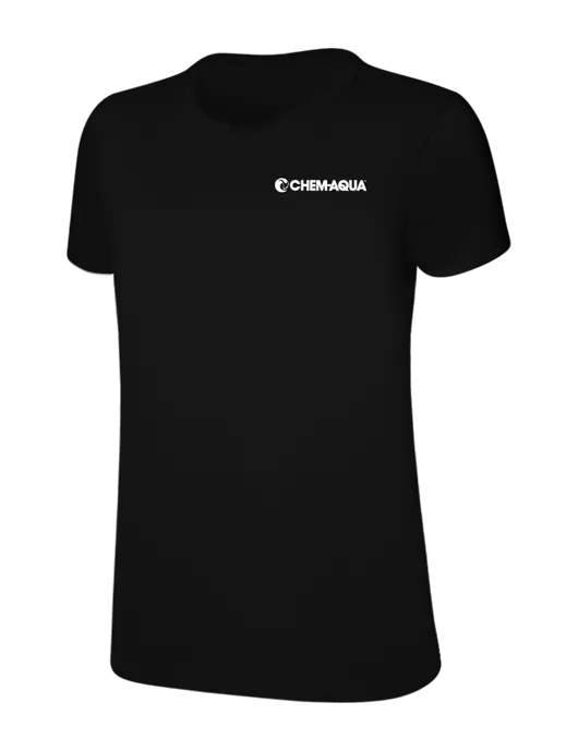 Womens Ring Spun Jet Black 4.5 oz T-Shirt w/Chem-Aqua Logo