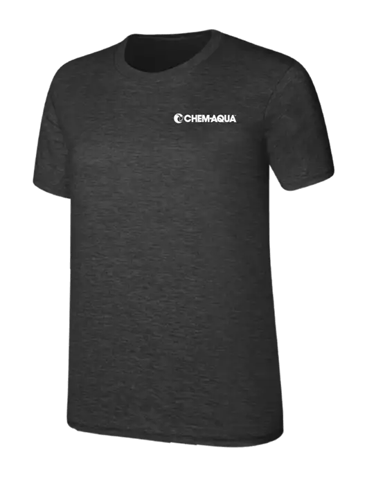 Womens Ring Spun Dark Heather Grey 4.5 oz T-Shirt w/Chem-Aqua Logo