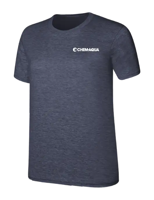 Womens Ring Spun Heather Navy 4.5 oz T-Shirt w/Chem-Aqua Logo