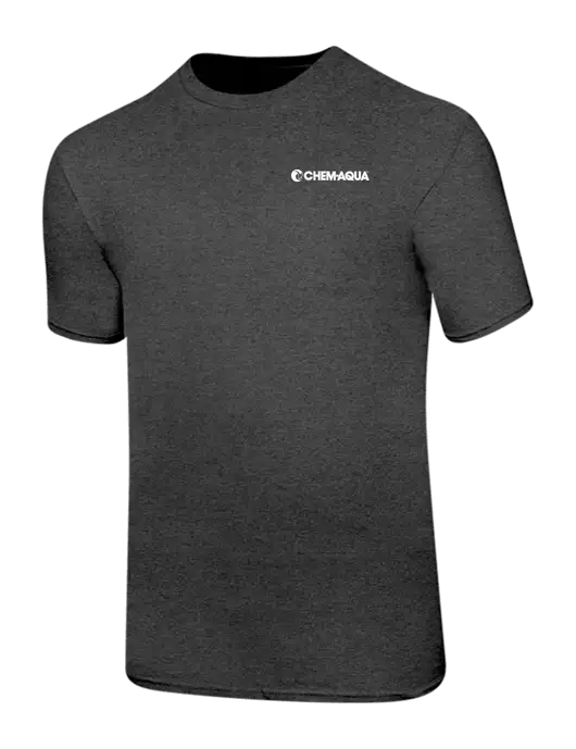 Ring Spun Dark Heather Grey 4.5 oz T-Shirt w/Chem-Aqua Logo