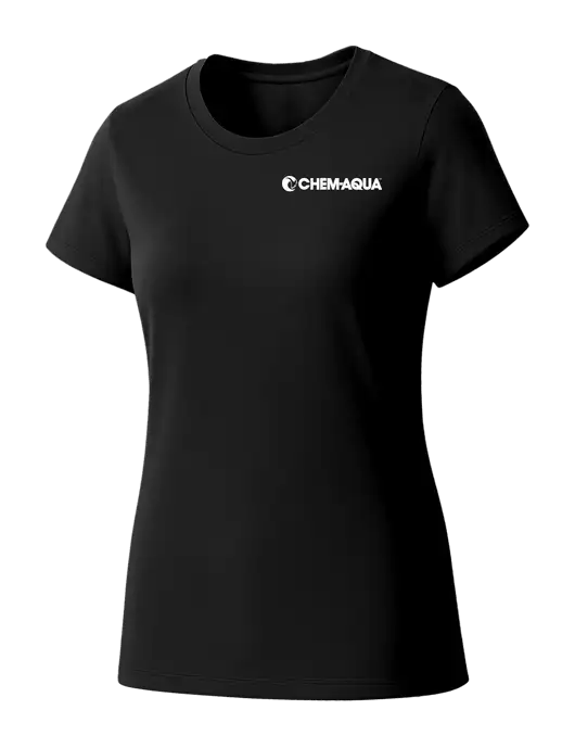 Womens Seriously Soft Black T-Shirt w/Chem-Aqua Logo