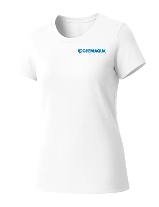 Womens Seriously Soft White T-Shirt w/Chem-Aqua Logo