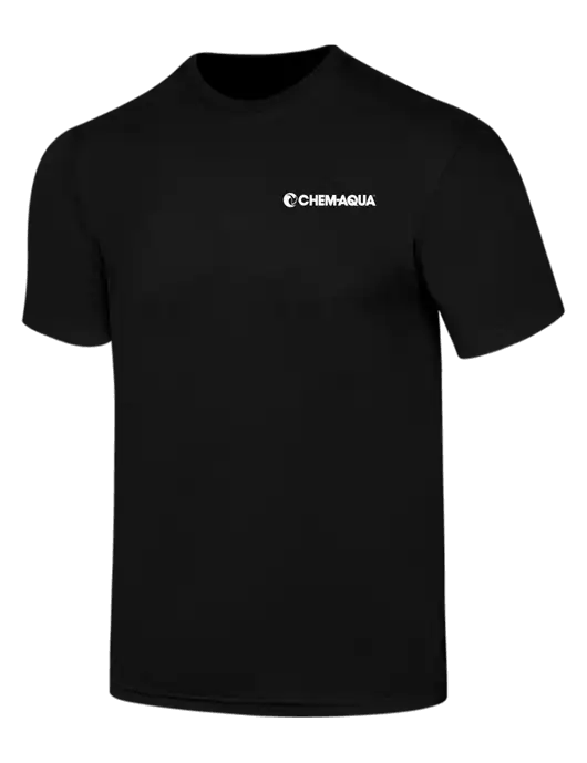 Simply Soft Black 4.5oz  Poly/Combed Ring Spun Cotton T-Shirt w/Chem-Aqua Logo