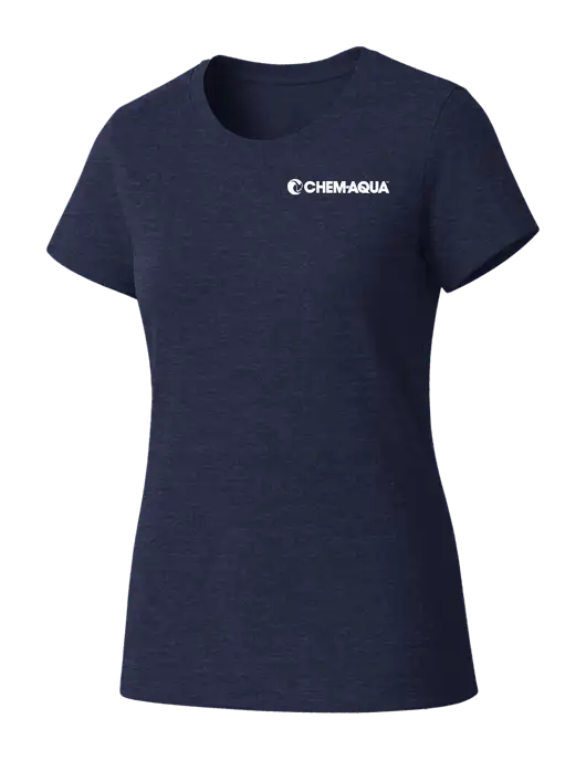 Womens Seriously Soft Heathered Navy T-Shirt w/Chem-Aqua Logo