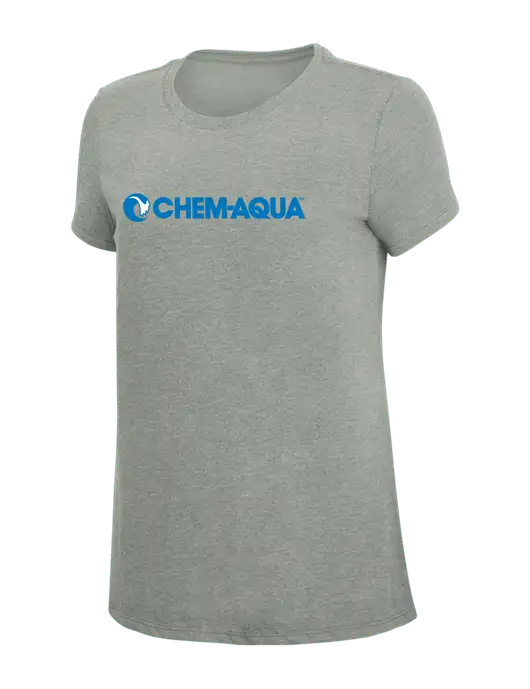 Womens Simply Soft Grey Frost 4.5oz  Poly/Combed Ring Spun Cotton T-Shirt w/Chem-Aqua Logo