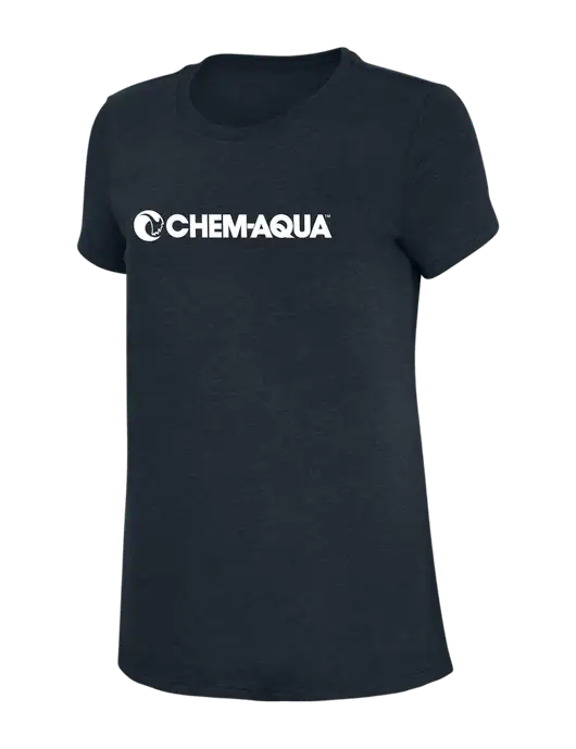 Womens Simply Soft Navy 4.5oz Poly/Combed Ring Spun Cotton T-Shirt w/Chem-Aqua Logo