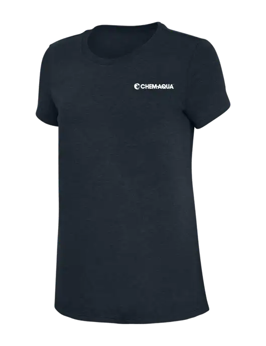 Womens Simply Soft Navy 4.5oz Poly/Combed Ring Spun Cotton T-Shirt w/Chem-Aqua Logo