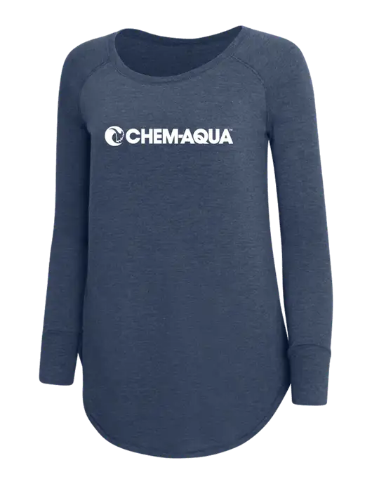 Womens Perfect Wide Collar Tunic Tri-Blend Navy Frost 4.5 oz T-Shirt w/Chem-Aqua Logo