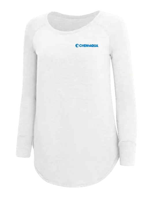 Womens Perfect Wide Collar Tunic Tri-Blend White 4.5 oz T-Shirt w/Chem-Aqua Logo