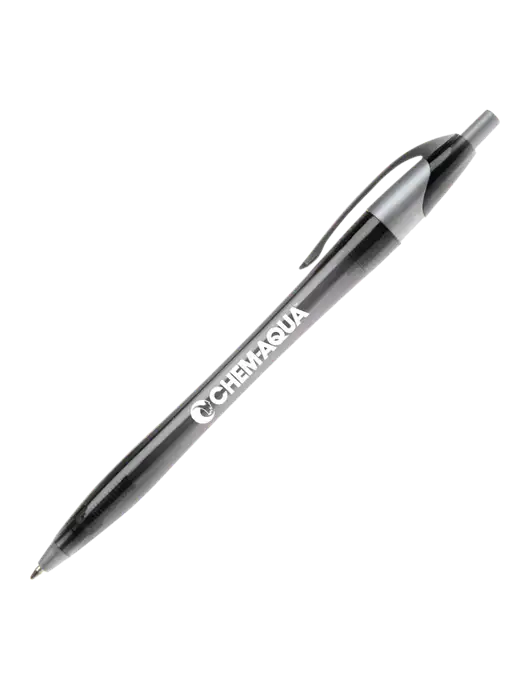 Novella Translucent Black/Silver Jewel Pen - Blue Ink w/Chem-Aqua Logo