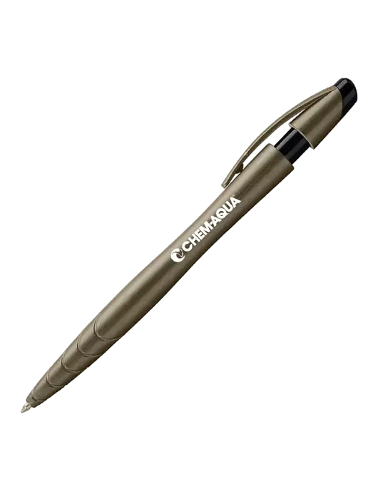 Awali Grey Metallic Pen - Black Ink w/Chem-Aqua Logo