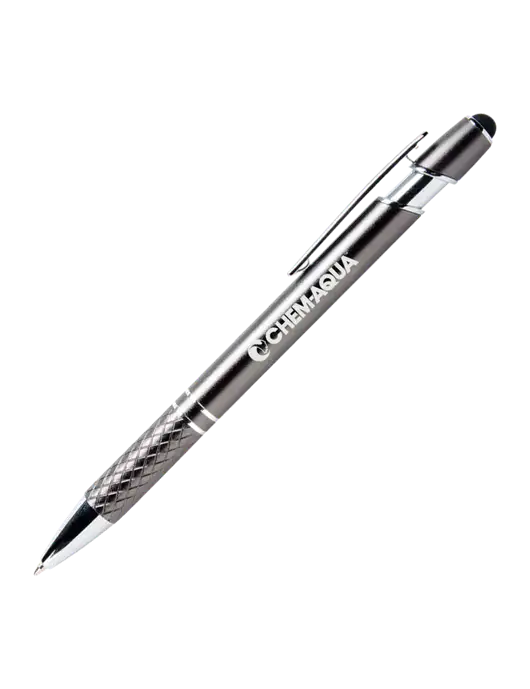 Valencia Gunmetal Stylus Pen - Black Ink w/Chem-Aqua Logo
