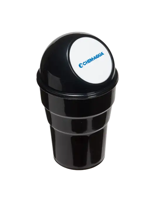 Black Car Cup Holder Trash Can w/Chem-Aqua Logo